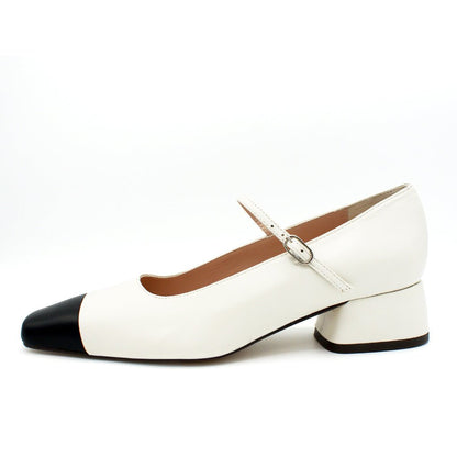 Zapato Mary Jane Paris Ivory – Sabinis con tacón medio y punta bicolor para mujer