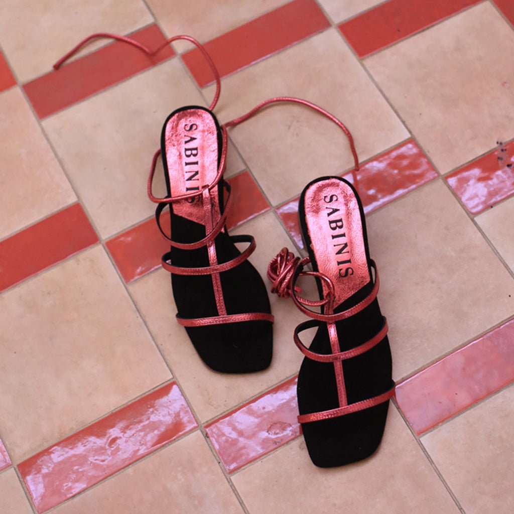 Sandalias de tacón ancho piel metalizada fucsia - Sabinis Eternal - Sabinis