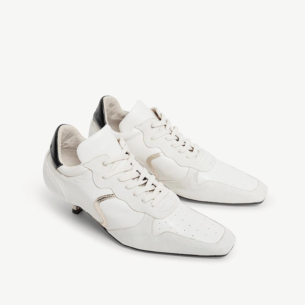 sneakers con tacon comodo en piel calidad vestir y casual color Ivory Miami marca Sabinis made in Spain