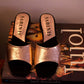 Sandales à talons larges en cuir métallisé cuivré - Sabinis Essential