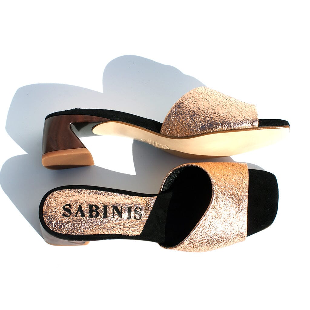 Styling inspiration for Copper Metallic Leather Chunky Heel Sandals - Sabinis Essential: Discover endless outfit possibilities with these versatile copper metallic leather sandals, perfect for both casual and formal occasions.